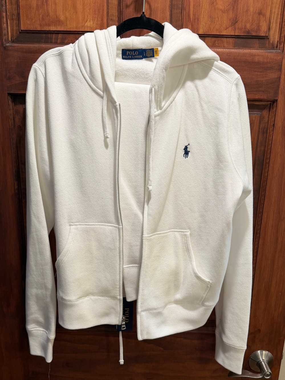 Ralph Lauren Cream Zip-Up Hoodie Set with Navy Polo Logo